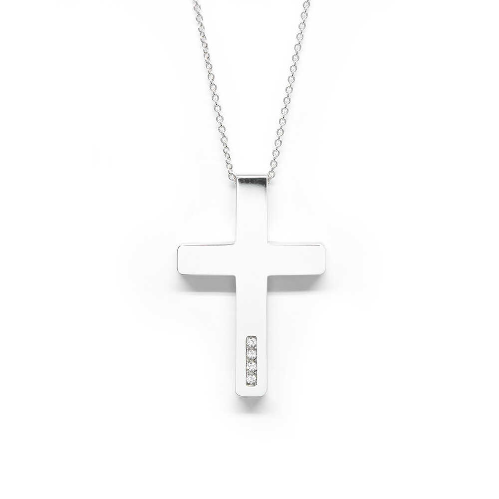 Σταυρός μοντέρνος από λευκόχρυσο 14k