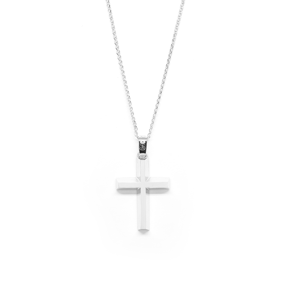 Σταυρός από λευκόχρυσο 14k με αλυσίδα.Πακέτο βάπτισης