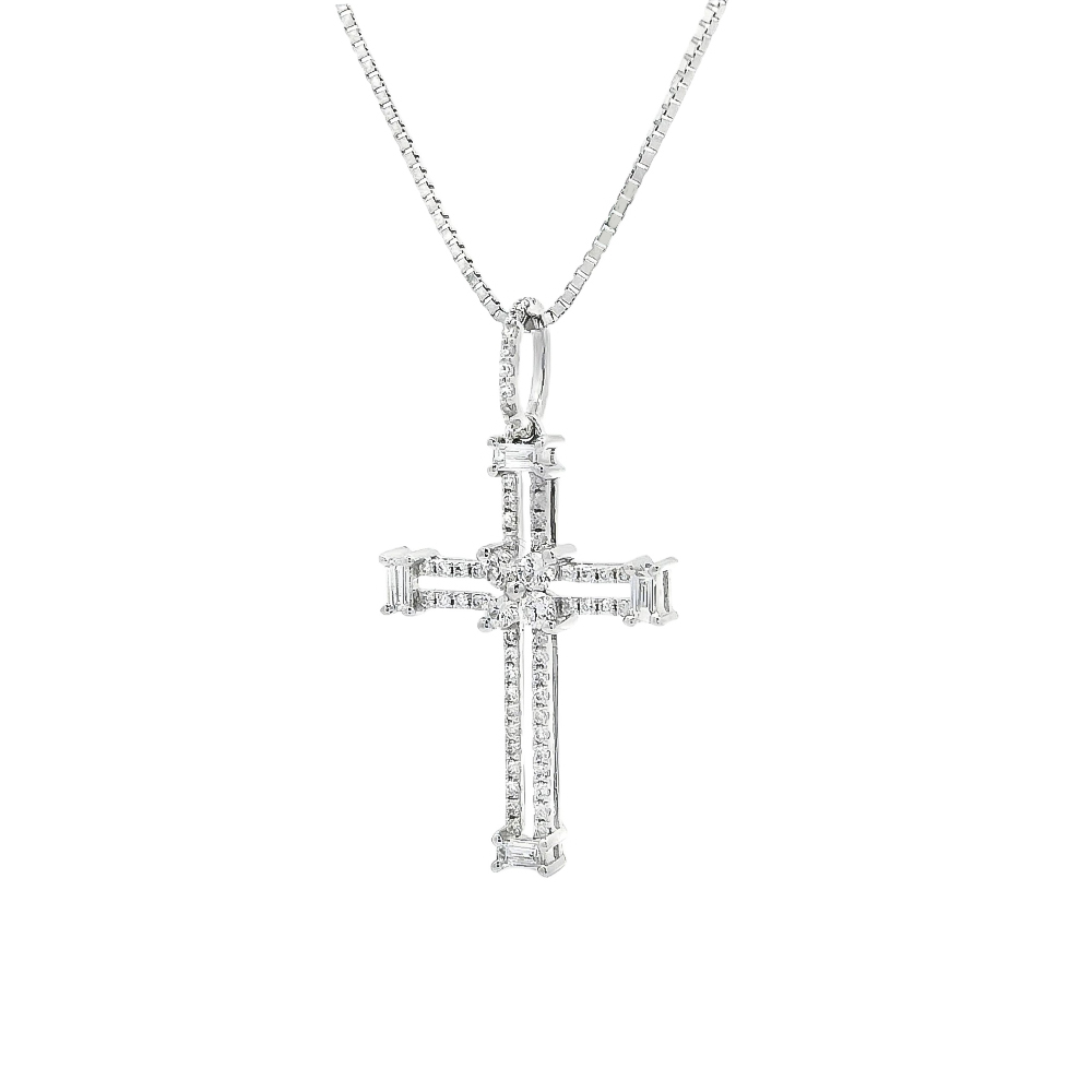 Σταυρός art deco με διαμάντια και λευκόχρυσο 18k