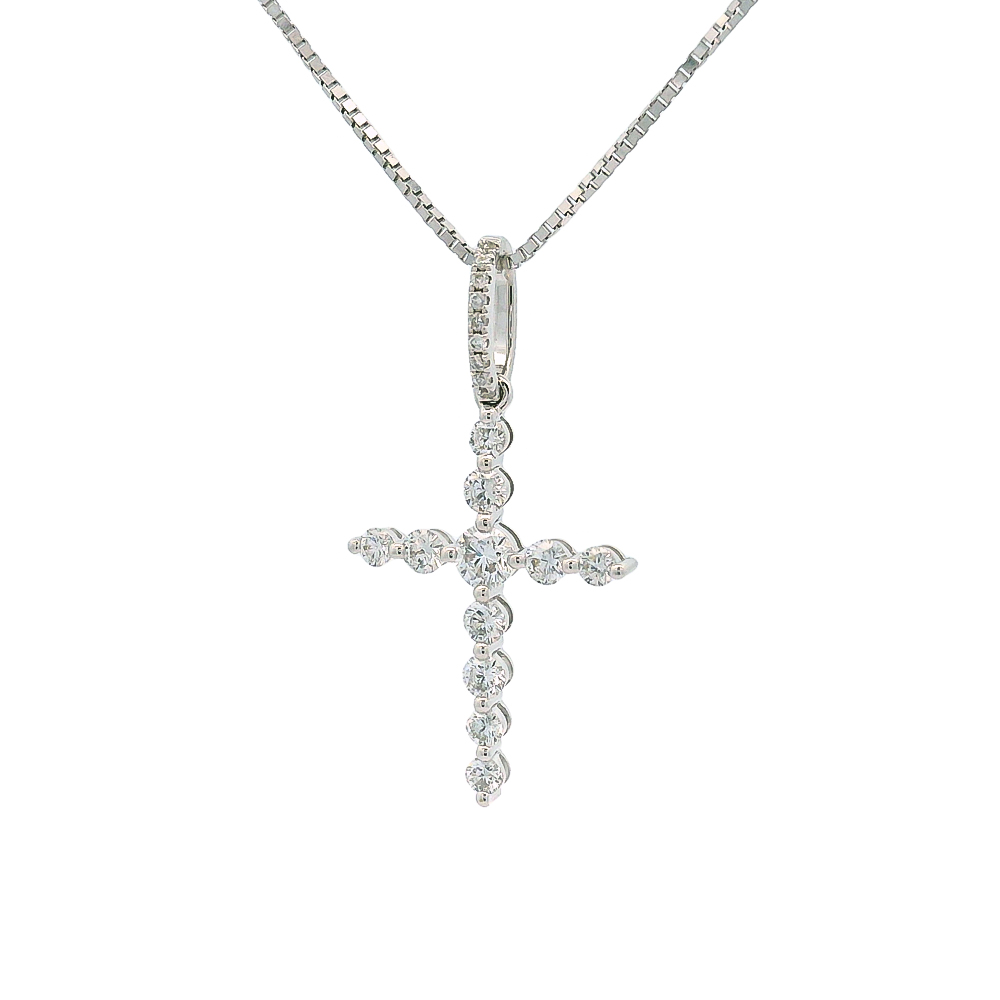 Σταυρός κλασσικός με διαμάντια και λευκόχρυσο 18k