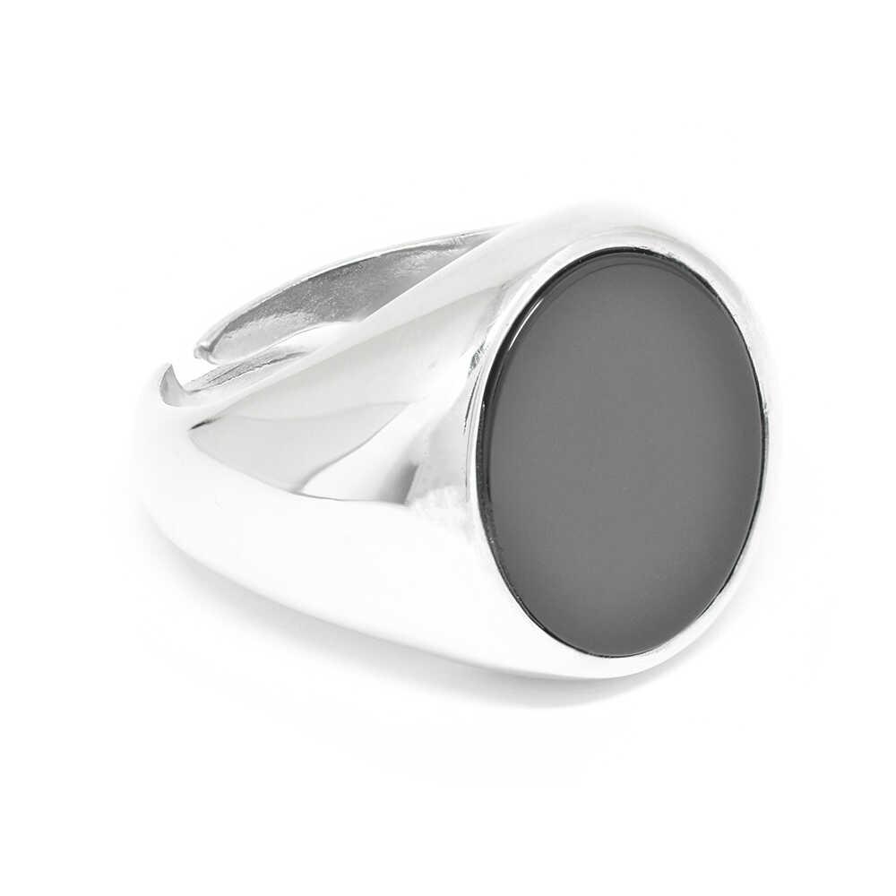 Δαχτυλίδι ανδρικό ασημένιο με μαύρο σμάλτο