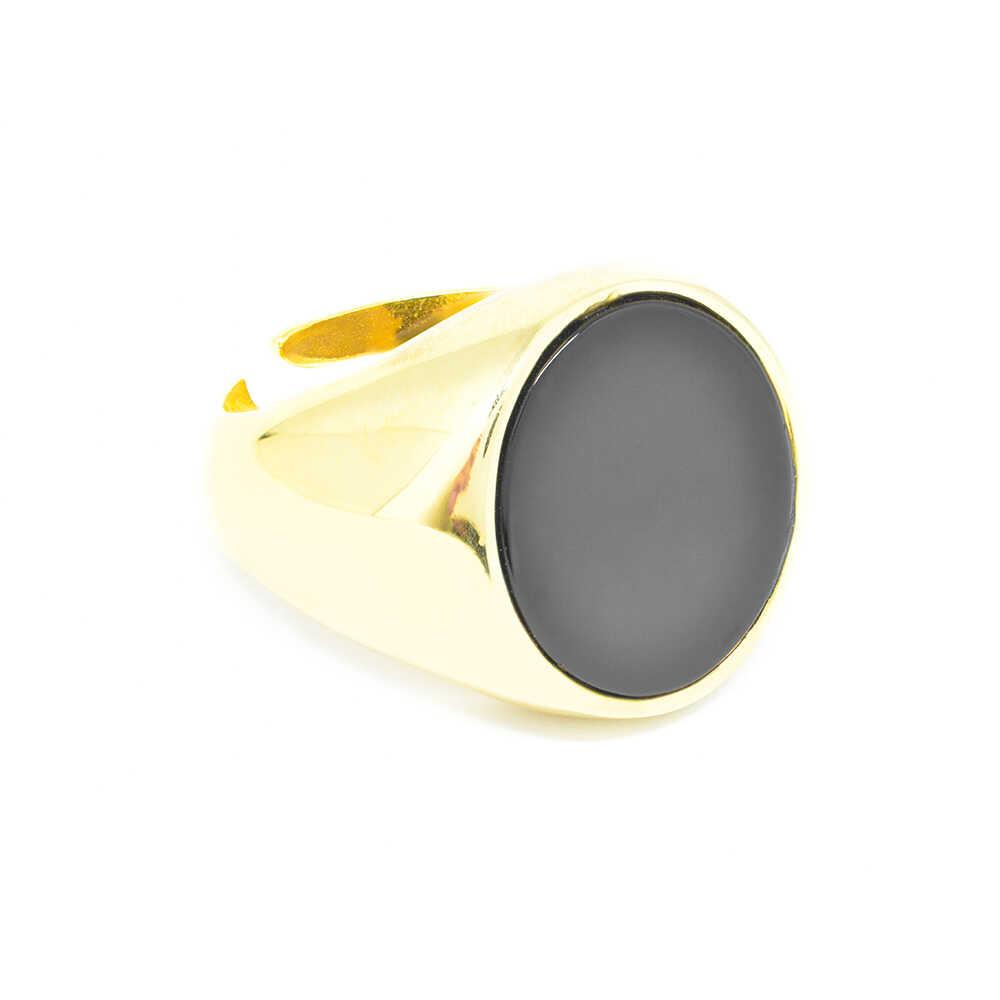 Δαχτυλίδι ανδρικό χρυσό  με μαύρο σμάλτο