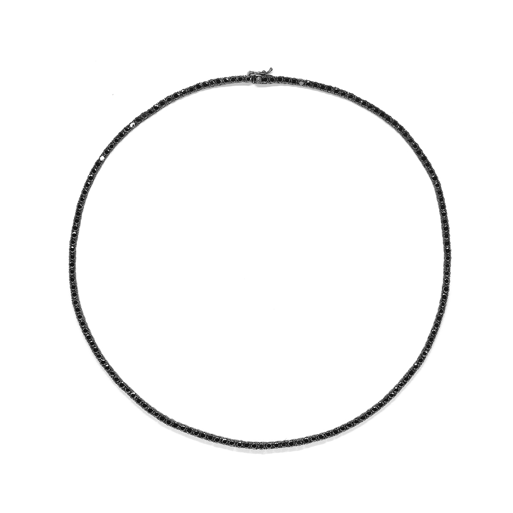 Ριβιέρα Ασημένια ανδρική λαιμού με μαύρες πέτρες