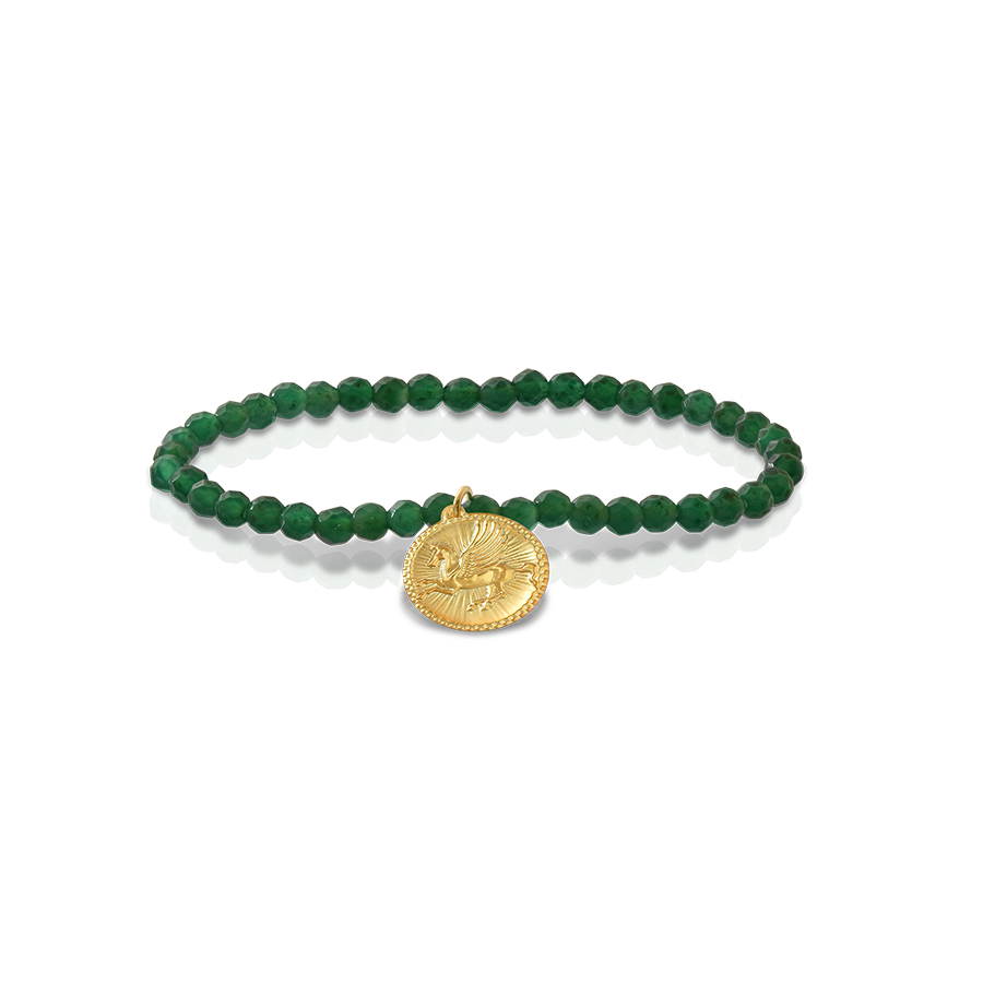 ΓΟΥΡΙ ΛΑΛΑΟΥΝΗΣ 2026 Βραχιόλι Με Jade Και Παντατίφ ΠΗΓΑΣΟΣ Από Χρυσό 18k