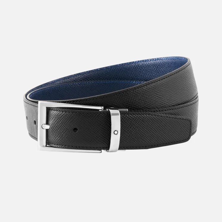 MONT BLANC BLACK/ BLUE 35 MM REVESIBLE LEATHER BELT