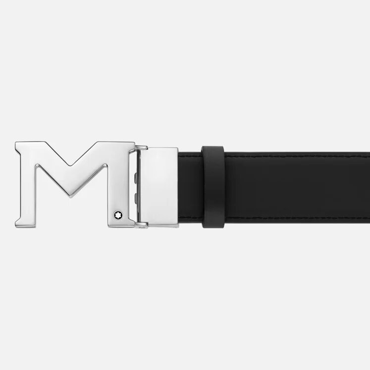 MONT BLANC M BUCKLE BLACK 35 MM REVESIBLE LEATHER BELT