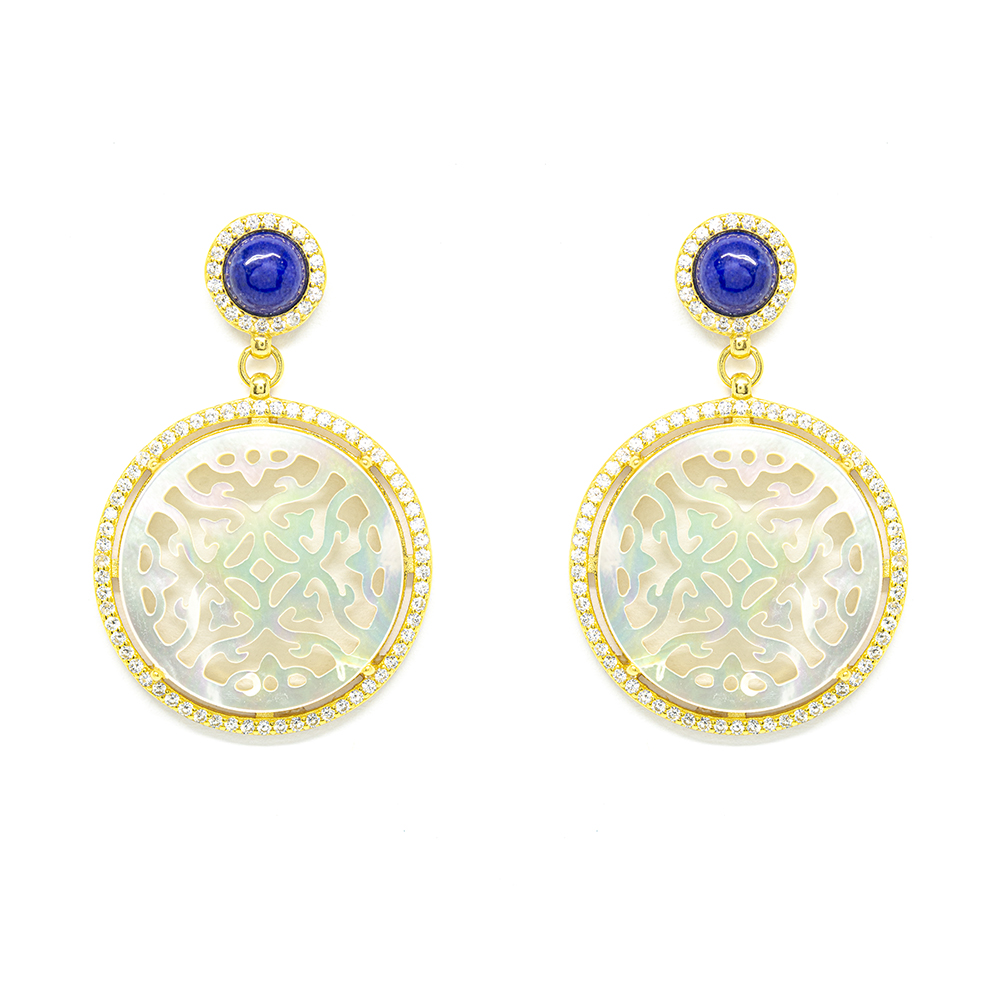 Σκουλαρίκια Χρυσά vintage με Lapis