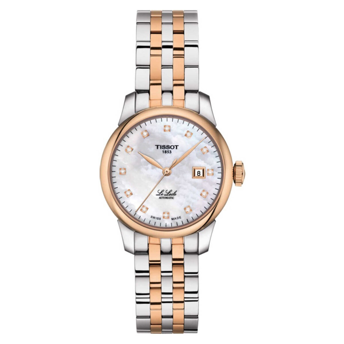 TISSOT Le Locle Brilliants Three Hands 29mm Two Tone Rose Gold Stainless Steel Bracelet