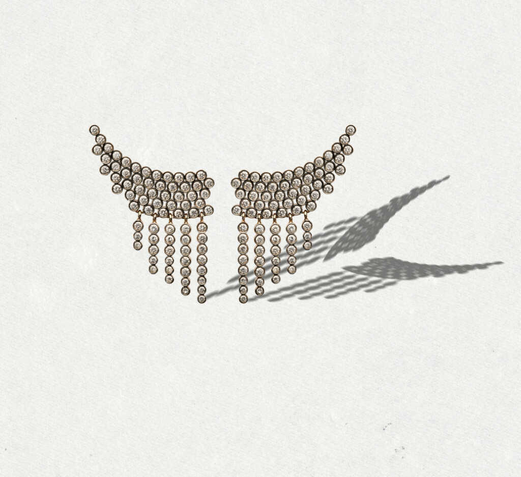 YANNIS SERGAKIS CHARNIERES WINGS EARRINGS Σκουλαρίκια με διαμάντια Κ18