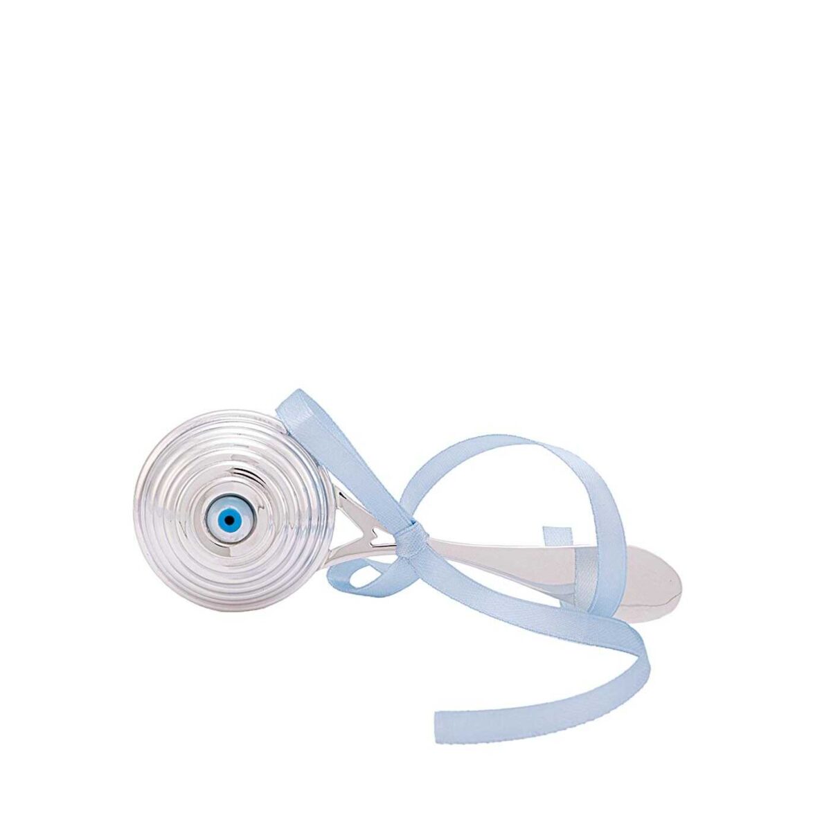 Παιδική Κουδουνίστρα Ασημένια Με Μάτι.