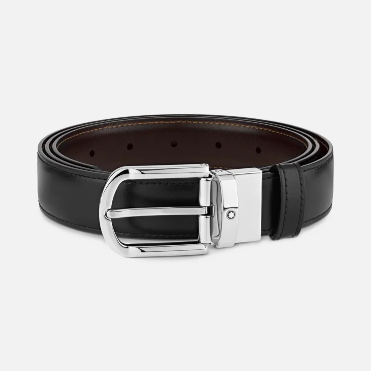MONTBLANC HORSESHOE BUCKLE BLACK/BROWN LEATHER BROWN