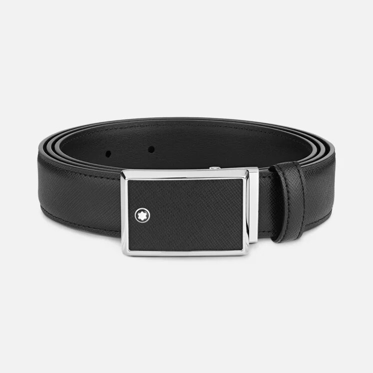 MONT BLANK BLACK 30 MM LEATHER BELT